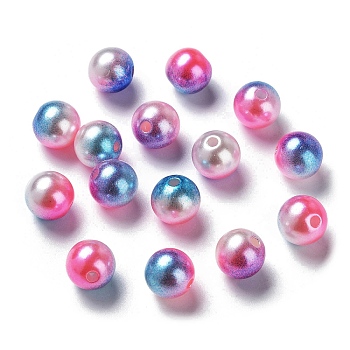 Rainbow ABS Plastic Imitation Pearl Beads, Gradient Mermaid Pearl Beads, Round, Royal Blue, 11.5~12x11~11.5mm, Hole: 2mm, about 560pcs/500g