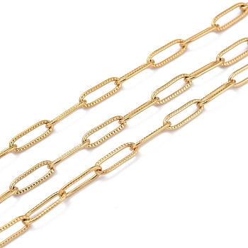 3.28 Feet 304 Stainless Steel Paperclip Chains, Soldered, Vacuum Plating, Real 18K Gold Plated, 12x4.5x1mm