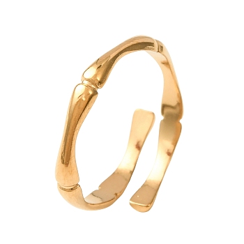 304 Stainless Steel Cuff Open Rings for Women, Real 18K Gold Plated, 3mm, Inner Diameter: 17mm