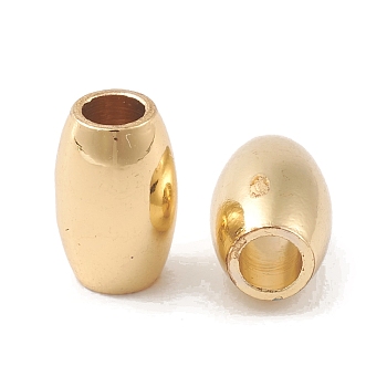 Rack Plating Brass Beads, Cadmium Free & Lead Free, Long-Lasting Plated, Barrel, Real 18K Gold Plated, 6x4mm, Hole: 1.8mm
