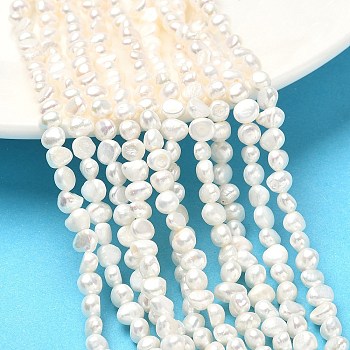 Natural Cultured Freshwater Pearl Beads Strands, Two Sides Polished, Grade 3A+, Old Lace, 4~5mm, Hole: 0.6mm, about 76~85pcs/strand, 13.78 inch(35cm)