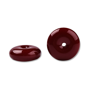 Opaque Resin Beads, Flat Round/Disc Pi, Dark Red, 25x10mm, Hole: 2.6~2.8mm