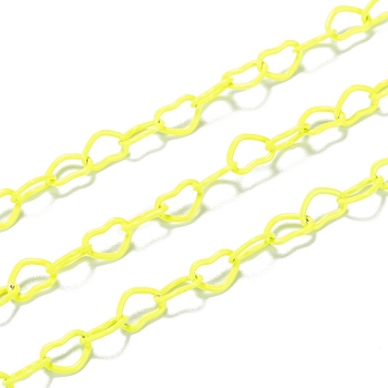 Spray Painted Brass Heart Link Chains, Soldered, with Spool, Yellow, 6x4.5x0.5mm, 32.8 Feet(10m)/roll