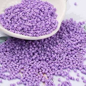 Baking Paint Glass Seed Beads, Cylinder, Lilac, 2x1.5mm, Hole: 1mm, about 5599pcs/50g