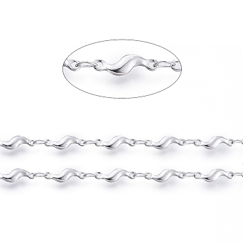 304 Stainless Steel Link Chains, Soldered, with Spool, Twisted, Stainless Steel Color, Oval Link: 3.5x2x0.3mm, Twisted: 11.5x3.5x1.8mm, about 16.4 Feet(5m)/roll