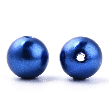 Spray Painted ABS Plastic Imitation Pearl Beads, Round, Medium Blue, 10x9.5mm, Hole: 2mm, about 1040 pcs/500g