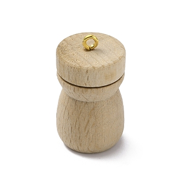 Wood Perfume Bottle Pendants, Essential Oil Bottles, Undyed, Golden, BurlyWood, 30x16mm, Hole: 1.8mm
