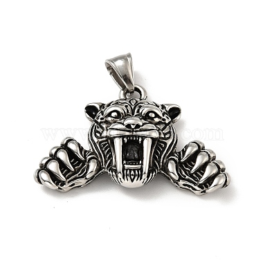 Antique Silver Tiger 304 Stainless Steel Pendants