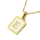 Ion Plating(IP) Rectangle with Initial Letter 304 Stainless Steel Pendant Necklace(NJEW-R265-04G-E)-1