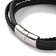 Men's Braided Black PU Leather Cord Multi-Strand Bracelets(BJEW-K243-04AS)-3