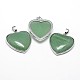 Heart Platinum Plated Brass Natural Green Aventurine Pendants(G-F228-10E-RS)-1