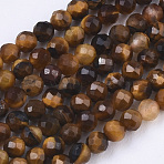 Natural Tiger Eye Beads Strands, Round, Faceted, 2mm, Hole: 0.7mm, about 155pcs/strand, 15.75 inch(40cm)(G-R462-028)