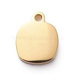 PVD Vacuum Plating 304 Stainless Steel Charms, Long-Lasting Plated, Mirror Polished Finish, Square, Golden, 8x6.5x2mm, Hole: 0.8mm(STAS-G215-17-G02)