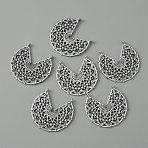Tibetan Style Alloy Chandelier Component Links, Fan, Antique Silver, 32.5x34.5x1.2mm, Hole: 1.5mm(FIND-TAC0010-49A)