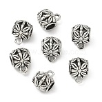 Tibetan Style Alloy Tube Bails, Loop Bails, Barrel Bail Beads, Antique Silver, 13.5x10.5x9.5mm, Hole: 2mm, Inner Diameter: 5mm(X-PALLOY-S079-063AS)