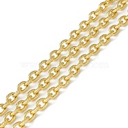 Ion Plating(IP) 304 Stainless Steel Cable Chains, Unwelded, with Spool, Textured Oval, Golden, 7x5x1.5mm, about 32.81 Feet(10m)/Roll(STAS-P300-02G)