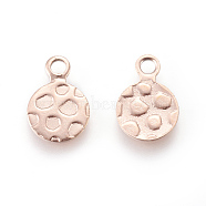 Ion Plating(IP) 304 Stainless Steel Charms, Flat Round, Bumpy, Rose Gold, 11.5x8x0.7mm, Hole: 1.8mm(STAS-L216-04C-RG)