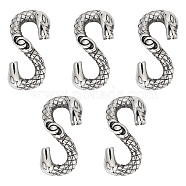 5Pcs Tibetan Style 304 Stainless Steel S-Hook Clasps, Snake, Antique Silver, 27x14x4mm(STAS-UN0040-71)