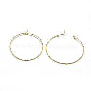 Brass Hoop Earrings, Ring, Real 18K Gold Plated, 20 Gauge, 34x30mm, Pin: 0.8mm(X-KK-T032-015G)