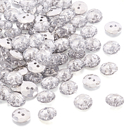 Acrylic Rhinestone Buttons, 2-Hole, Flat Round, Clear, 13x3.5mm, Hole: 1.6mm(X-BUTT-TAC0001-01)