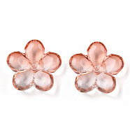 Two Tone Transparent Normal Glass Beads, Flower, Light Salmon, 21x21.5x7mm, Hole: 1.8mm(X-GLAA-T030-01-A03)