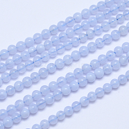 Grade A Natural Blue Lace Agate Round Bead Strands, 4mm, Hole: 1mm, about 95pcs/strand, 15.5 inch(G-L417-09-4mm)