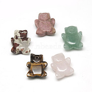 Natural & Synthetic Mixed Stone Beads, Half Drilled Beads, Bear, 21~22x16~18x6~8mm, Half Hole: 1mm(G-R004-18)