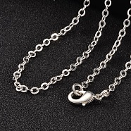 Brass Cable Chains Necklaces, with Lobster Clasps, Silver Color Plated, 18 inch(NJEW-JN01468-02)