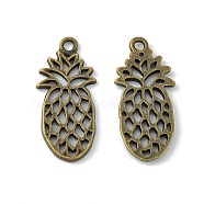 Hollow Alloy Kitten Open Back Bezel Pendants, for DIY UV Resin, Epoxy Resin, Pressed Flower Jewelry, Cadmium Free & Lead Free, Pineapple, Antique Bronze, 25x11.5x1.5mm, Hole: 1.5mm(PALLOY-WH0080-21AB-RS)