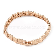 Brass Link Chain Bracelets for Women Men, Light Gold, Heart, 7-1/8 inch(18cm), Link: 11x8x3mm(BJEW-P324-01C-KCG)