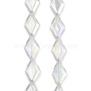 Electroplate Glass Beads Strands, Rhombus, AB Color, Clear AB, 15x10x5mm, Hole: 1mm, about 43pcs/strand, 25.39''(64.5cm)(EGLA-B010-01A-AB01)