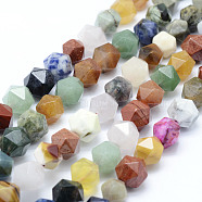 Natural Mixed Gemstone Beads Strands, Star Cut Round Beads, Faceted, 8~8.5mm, Hole: 1mm, about 48~50pcs/strand, 14.9~15.1 inch(38~38.5cm)(G-F523-25-8mm)