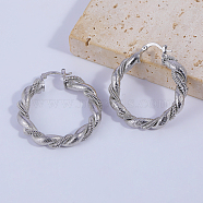 Circular Twisted Brass Hoop Earrings, Platinum, 41.7x38mm(RP9346)