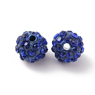 Polymer Clay Rhinestone Beads, Pave Disco Ball Beads, Round, Sapphire, 9.5mm, Hole: 1.8mm(RB-WH0008-01C)