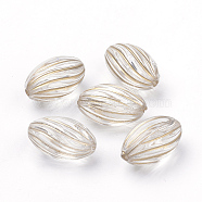 Plating Transparent Oval Acrylic Beads, Golden Metal Enlaced, Clear, for Jewelry Crafting, 15x9mm, Hole: 1mm(X-PACR-Q115-55)