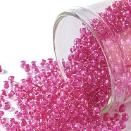 TOHO Round Seed Beads, Japanese Seed Beads, (1078) Inside Color Neon Pink Lined, 11/0, 2.2mm, Hole: 0.8mm, about 1110pcs/10g(X-SEED-TR11-1078)