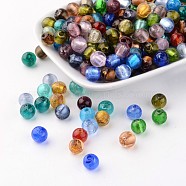 Handmade Silver Foil Glass Beads, Round, Mixed Color, 7.5~8.5mm, Hole: 2mm(X-FOIL-R054-M)