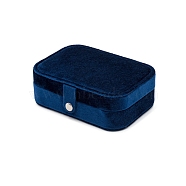 Rectangle Velvet Travel Portable Jewelry Case with Mirror Inside, for Necklaces, Rings, Earrings and Pendants, Dark Blue, 11.5x16x5cm(PW-WG48258-03)