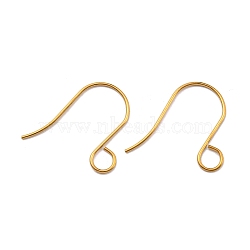 Ion Plating(IP) 316 Stainless Steel French Earring Hooks, Flat Earring Hooks, Ear Wire, with Horizontal Loop, Golden, 25x1mm, 18 Gauge, Hole: 4.5mm, Pin: 0.8mm(JX138G)