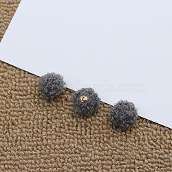 Fibre Pendants, with Golden Plated Alloy Finding, for DIY Jewelry, Earrings, Round, Dark Gray, 17~17.5x14.5mm, Hole: 1.5mm(DIY-TAC0007-45D)