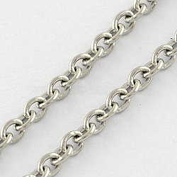 316 Surgical Stainless Steel Cable Chains, Soldered, Oval, Stainless Steel Color, 2x1.5x0.4mm(X-CHS-R003-0.4mm)