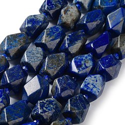 Natural Lapis Lazuli Beads Strands, with Seed Beads, Faceted, Rhombus, 12~15x9~12x9~12mm, Hole: 1~1.2mm, about 20~21pcs/strand, 15.20~15.51 inch(38.6~39.4cm)(G-C182-20-01)