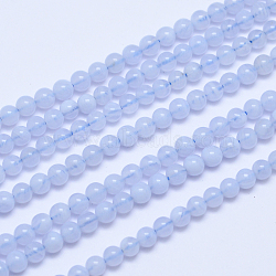 Grade A Natural Blue Lace Agate Round Bead Strands, 4mm, Hole: 1mm, about 95pcs/strand, 15.5 inch(G-L417-09-4mm)