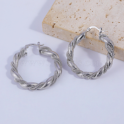 Circular Twisted Brass Hoop Earrings, Platinum, 41.7x38mm(RP9346)