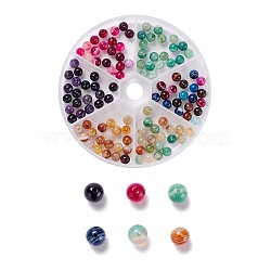 Natural Striped Agate/Banded Agate Beads, Dyed & Heated, Round, Mixed Color, 6mm, Hole: 1mm, 120pcs/box(G-NB0001-45A)
