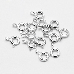 Rhodium Plated 925 Sterling Silver Spring Ring Clasps, Ring, with 925 Stamp, Platinum, 7x6x1mm, Hole: 1.5mm(STER-K167-076A-P)