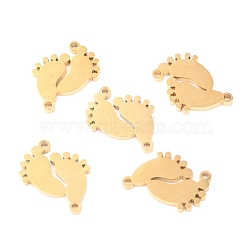 Stainless Steel Links Connectors, Foot Prints, Golden, 15x11.5x1.1mm, Hole: 1mm(STAS-O142-53G)