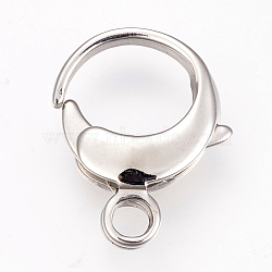 304 Stainless Steel Lobster Claw Clasps, Stainless Steel Color, 16.5x13x3.5mm, Hole: 2.5mm(STAS-I082-16P-02)