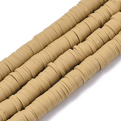 Handmade Polymer Clay Bead Strands, Heishi Beads, for DIY Jewelry Crafts Supplies, Disc/Flat Round, Goldenrod, 6x0.5~1mm, Hole: 2mm, about 320~450pcs/strand, 15.35 inch~16.92 inch(39~43cm)(X-CLAY-S094-6mm-A02)
