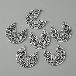 Tibetan Style Alloy Chandelier Component Links, Fan, Antique Silver, 32.5x34.5x1.2mm, Hole: 1.5mm(FIND-TAC0010-49A)
